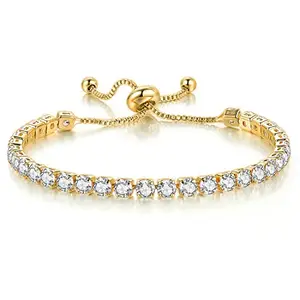 Peora Gold Plated Cubic Zirconia Studded Adjustable Bracelet Stylish Fashion Jewellery Gift for Girls & Women (PX8B37G)