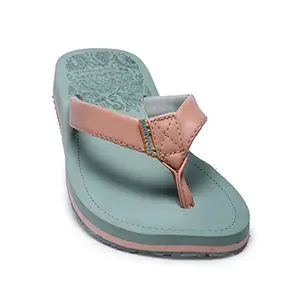 SOLETHREADS CUSHION CLASSIC| Super Soft | Comfort | Cushion | Bounce Back | Durable | Handcrafted Upper | Outdoor | Flip Flops for Women|UK7|Sage Peach