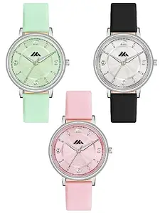 Shocknshop Analog Multi Colored Dial Fashion Combo Watches for Women and Girls -Pack of 3 -MT5414246