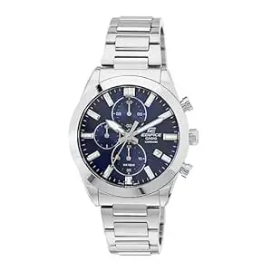 Casio Edifice EFB-710D-2AVUDF Blue Analog Dial Silver Stainless Steel Band Men's Watch Chronograph Sapphire Glass ED581