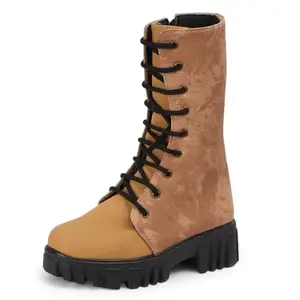 FASHIMO Women & Girls Lace Up Block Heeled calf height Western Boots