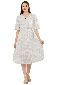 MeetNex Stylish Women Short Dress (Large, White)