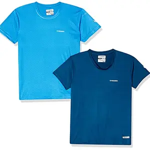 Charged Endure-003 Chameleon Spandex Knit Round Neck Sports T-Shirt Teal Size Small And Charged Energy-004 Interlock Knit Hexagon Emboss Round Neck Sports T-Shirt Scuba Size Small