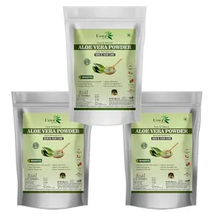 Uswa Ayurvedic Natural Aloe Vera Leaf Powder | 100g x 3=300gm | Aloe Barbadensis| for Face, Skin & Hair | Skin Healing, Hair Straightener,