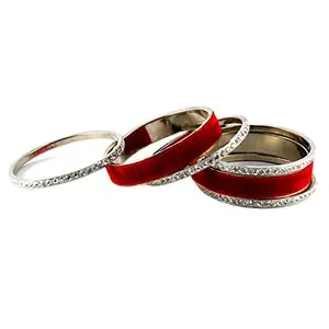 MAYA FASHION Red Stone Brass Bangle Elegant Extra Large Size Bangle | Perfect Fit for Plus Size banglesTrendy and Comfortable Fit for woman and girls | (Sku-ban1372)