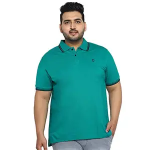 Urbano Plus Men's Teal Green Solid Cotton Polo T-Shirt (plustpolop-tealgrn-xxl)