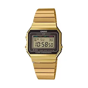 Casio Unisex-Adult Vintage A700WG-9ADF Gold Digital Dial Gold Stainless Steel Band D198