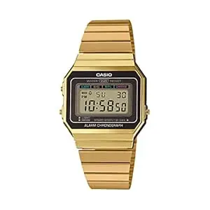 Casio Unisex-Adult Vintage A700WG-9ADF Gold Digital Dial Gold Stainless Steel Band D198