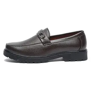 MUTAQINOTI Men's Bistre Brown Faux Leather Shoe Gothic Platform Handmade Formal Buckle Moccasins British Style Shoes for Men Officewear Slip-on (Size-8 UK) (PSNDMCB_GE)