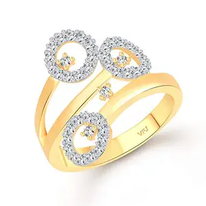 Vighnaharta Valentine Day Gift valentineday Gift for him Gift for Women Gift for Men Bridal Circle Shine cz Gold and Rhodium Plated Alloy Ring for Women and Girls-[VFJ1409FRG7]
