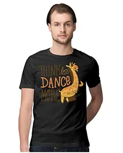Men's Regular Fit T-Shirt Think Less Dance More - Giraffe 100% Cotton T-Shirt Black; _TLDANMEN-Black M Men Round_bz