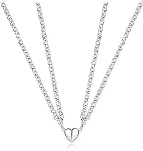 Magnetic Heart Couple Pendant Necklace | Stainless Steel Friendship Gift for Boyfriend/Girlfriend | Love Magnet Chain for Couples