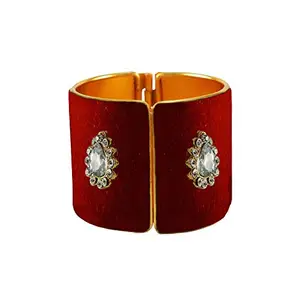 Vidhya Kangan Red Stone Stud Brass Bangle Size (Free) sku-ban14551