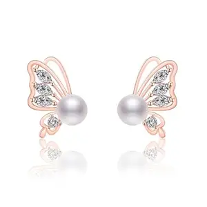 STYLISH TEENS dc jewels Beautiful Cubic Zirconia Earrings For Women & Girls (Rose Gold)