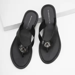 Allen Solly Women Black Textured Open Toe Flats