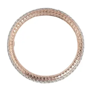 ZAVYA 925 Sterling Silver Cubic Zirconia Studded Rose Gold Plated Traditional Bangle (Single) | Gift for Women and Girls | With Certificate of Authenticity and 925 Hallmark