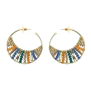 XPNSV Luxury Vibrant Beaded Hoops Earrings,Jewellery Gift Set for Women & Girls | Anti Tarnish, Light Weight, Diwali Special Jewellery for Women, Girls and Her