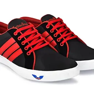 MD Traders Mens PU Synthetic Casual Shoes - Red (Size:10 UK)