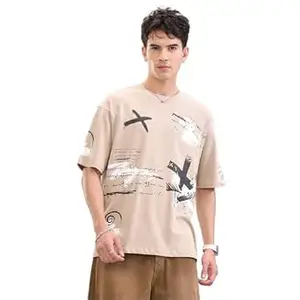 WROGN Men's 100% Cotton T-Shirt | Graffiti Print | Oversized Fit