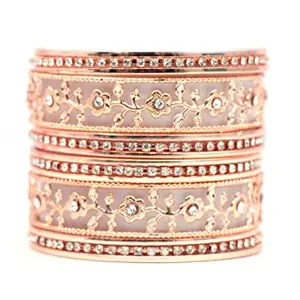 Honbon Bangles for Women and Girls bridal fancy jewellery south indian style bangles Traditional bangles Pack of 14 (2.6)