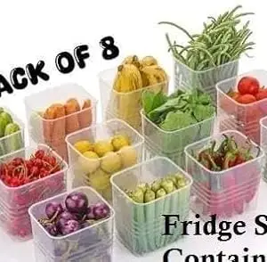Fridge Door Organiser Set of 8 Fridge Storage Boxes Multipurpose containers for Storage Space-Saving Vegetable Storage Boxes for Fridge Side Door|Design - 1479 for Home and Kitchen