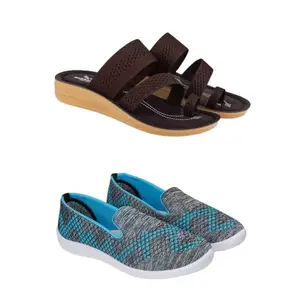 SPORTER Extra Soft Classic Casual wear with Flexibility Technology Flip-Flop Combo for Women's/Girl's(6141+3217)(6)