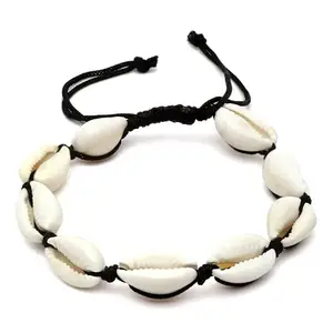 sanjog Seashell Kodi Charms Bracelet with Black Dori Adjustable Drawstring Closure Frienship Band