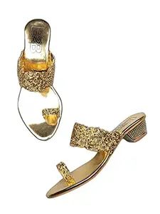 WalkTrendy Womens Synthetic Gold Sandals With Heels - 5 UK (Wtwhs139_Gold_38)