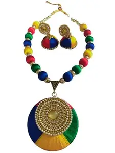 AVANI COLLECTION New Silk Thread Necklace Set With Earring Multi Colour For Women & Girls