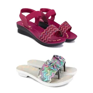 Women's Comfortable Sandal,Casual Lightweight Sandal for Everyday Wear | (Combo 2)-1934-1966-5