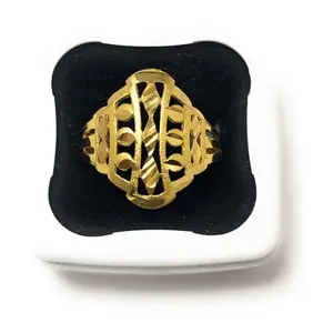 Vintage Floral Statement Ring with Gold Plating, Medium Size, Unique Design