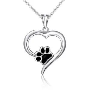 Bling Queen Women's Heart Shaped Zirconia Paw Pendant Necklace With Link Chain, Dainty Necklace Silver, Fashion Necklace For Women, Elegant Chains For Women, Chain Pendant Necklace(White)