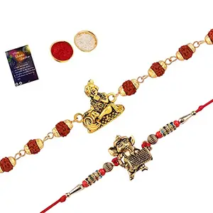 Rakhi RudrakshWith Stylish Classic Look Rakhi With Roli Chawal And Greeting Card -1097