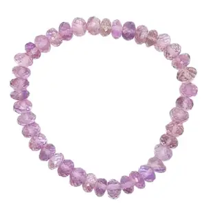 RRJEWELZ Natural Pink Amethyst 8mm rondelle Shape Faceted Cut Beads 7 Inch Stretchable Bracelet for Men & Women.|STBR_RR_07664_7.0