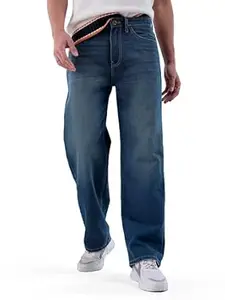 The Indian Garage Co Men Baggy Solid Mid-Rise Stretchable Jeans