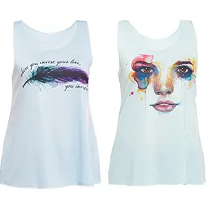 Mack JONNEY Multicolored Floral Prints Tank Tops for Women(Pack of 2)