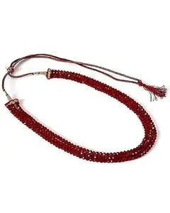 Resho Fashion Cube- Maroon Semi Precious Crystal Gemstone Beads 3 Layer Multistrand Necklace for Women