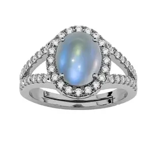 LMDLACHAMA 2.25 Ratti 1.50 Carat Natural Moonstone Gemstone Silver Platde Ring Oval Cut Gift for Womens And Girls