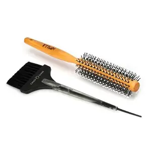 Nfilla Neem Wooden Comb For Women Hair Growth | Kacchi Herb Treated Neem Wood Comb For Men Women | Wide Tooth Hair Comb For Men & Women (Pack Of 2) & With Professional hair Dye coloring Brush