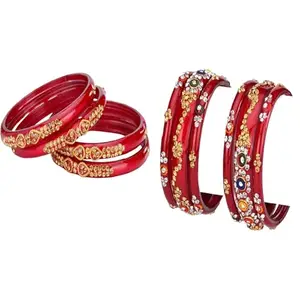 Somil Elegant Combo Bangles For Women & Girls | Stylish Bangles Set For Everyday & Functions, Pack Of 10, Red, Red -B53