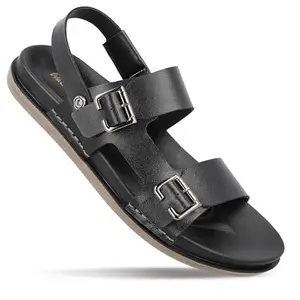 WALKAROO PLUS Bounceez Men's Hook & Loop Sandals Cushioned Insole, Arch Support Sandals - WGP58010 Black