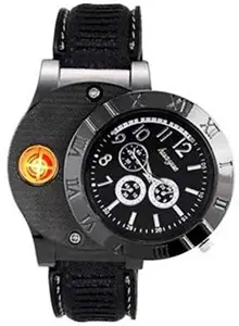 VOFFY Universal 2 in 1 Cigarette Lighter Watch Stylish Fashion Analogue Unisex Wrist Watch with USB Rechageable Lighter Watch for Cigarette/Smoking/Cigar/Birthday Gift