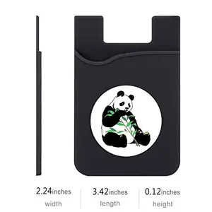 Plan To Gift Set of 3 Cell Phone Card Wallet, Silicone Phone Card Id Cash Wallet with 3M Adhesive Stick-on Panda with Bamboo Printed Designer Mobile Wallet for Your Phone & Tablet