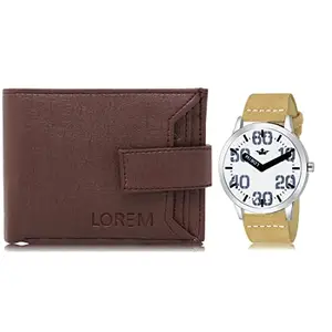 LOREM Combo of Men Watch & Artificial Leather Wallet-FZ-WL09-LR62