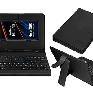Acm Keyboard Case Compatible with Infinix Note 10 Mobile Flip Cover Stand Direct Plug & Play Device for Study & Gaming Black