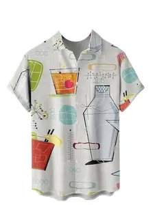 chandr fashion Men,s White Printed Designer Men's Half Sleeves Printed Shirt (in, Alpha, XL, White)