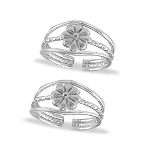 TARAASH 925 Sterling Silver Floral Metti For Women | Chandi Ki Bichiya | Band Foot Toe Ring