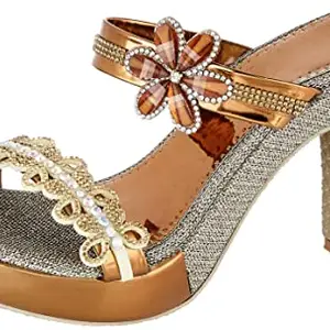 WalkTrendy Womens Copper Sandals With Heels - 5 Uk (Wtdw471_Copper_8)