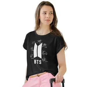 Looky Wooky Looky Wooky Black BTS Jungkook Cotton Western Crop top for Girls Kids | Jungkook Fashionable Oversized T-Shirts | Kim taehyung Oversized T-Shirts M