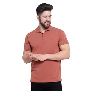 Arado Regular Fit Polo Neck T-Shirt for Men; Rust; Cotton-Lycra; Half-Sleeves (XX-Large)